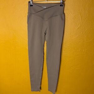 Ribbed High-Waist Leggings in Olive Taupe